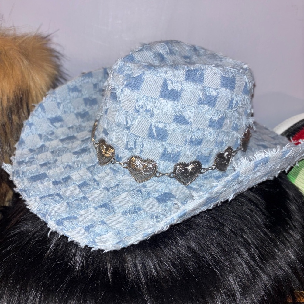Checkerboard Pattern Cowboy Hat - image 1